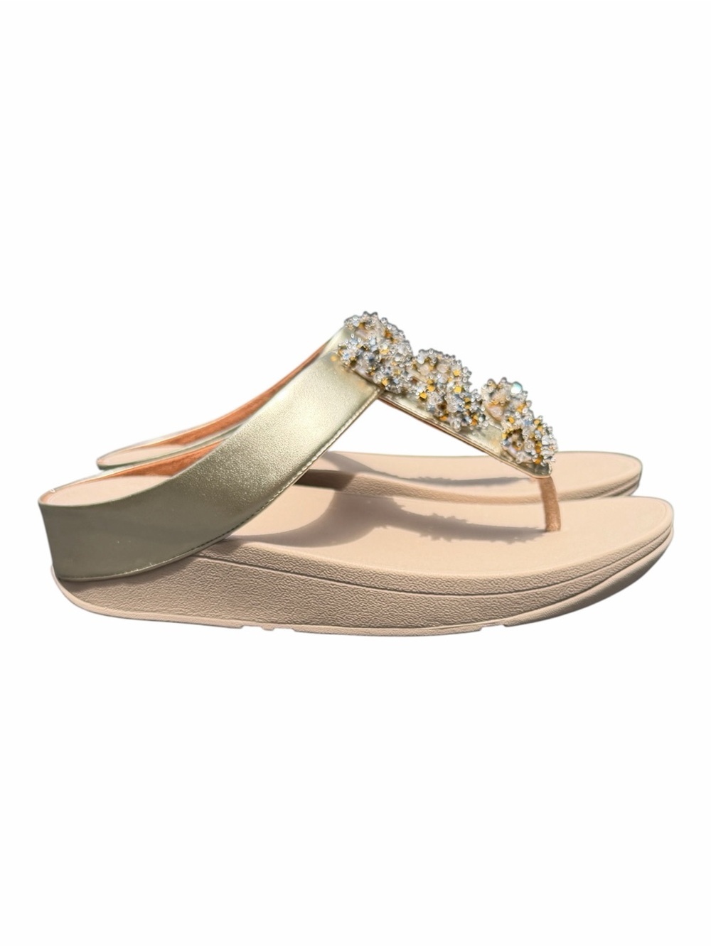 FitFlop Galaxy Embellished Toe Thong Sandals Gold Size 9 NIB Comfort Sandals